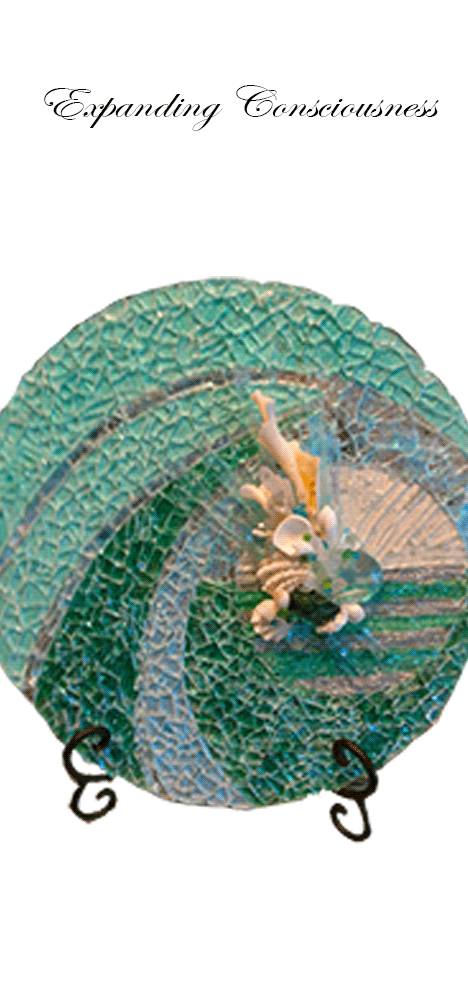 Mosaic Glass Table Decor Home or Office Accent Expanding Consciousness