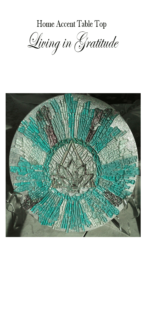 Mosaic Glass Art Living In Gratitude Home or Office Accent